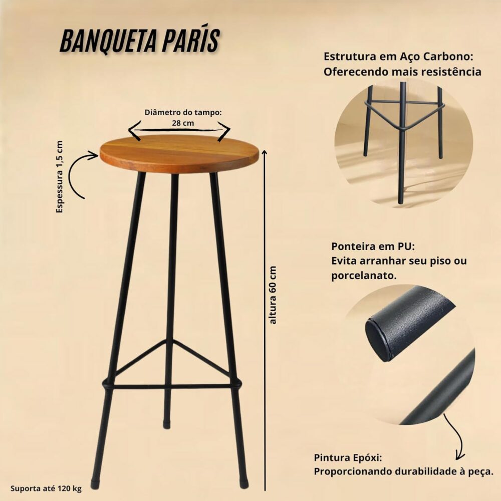 Kit 4 banqueta alta para balcão Cozinha Churrasqueira Area G... - Image 3