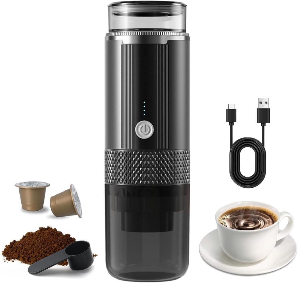 Máquina de café expresso elétrica portátil, operação com um ...