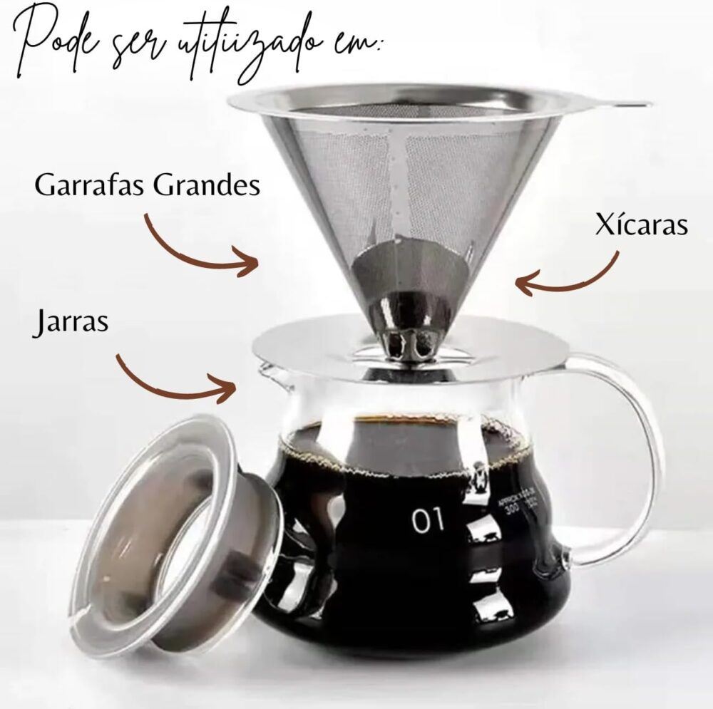 Coador de Café em Aço Inox N103 Grande com Suporte Reutilizá... - Image 5