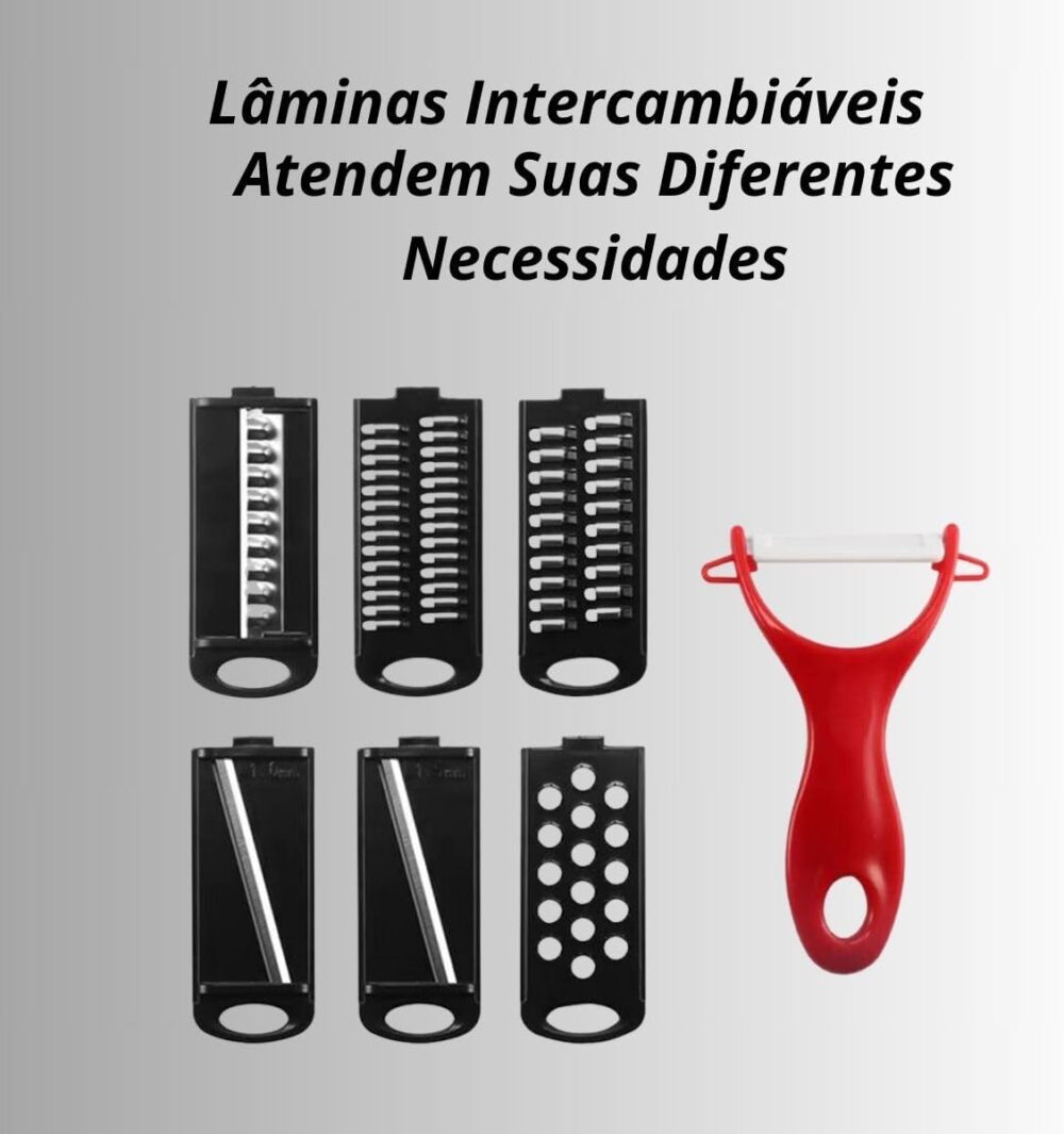 Cortador de Legumes Multifuncional Mandoline, 6 Lâminas Aço ... - Image 6