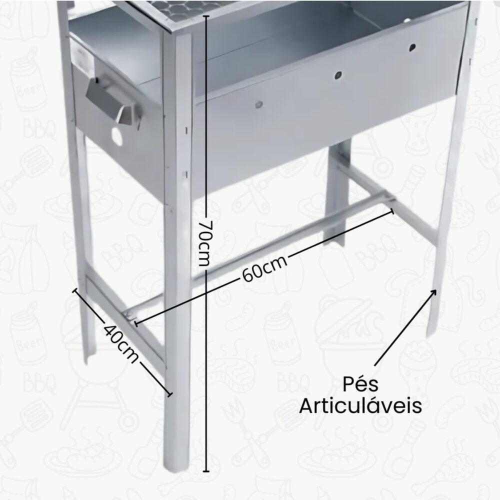 Churrasqueira Galvanizada com Grelha e Pés Articulados (28x6... - Image 2