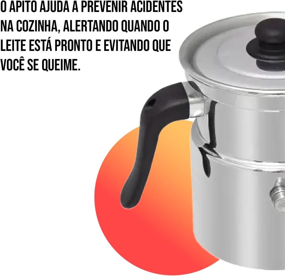 Leiteira Térmica Fervedor De Leite Com Apito 3 Litros Em Alu... - Image 3