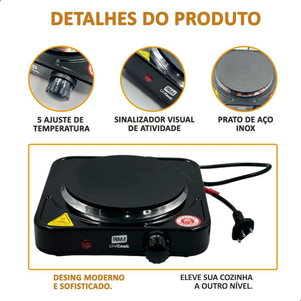 INMA, Fogão Elétrico, Fogão 1 Boca, Fogão Portátil, Cooktop,... - Image 3