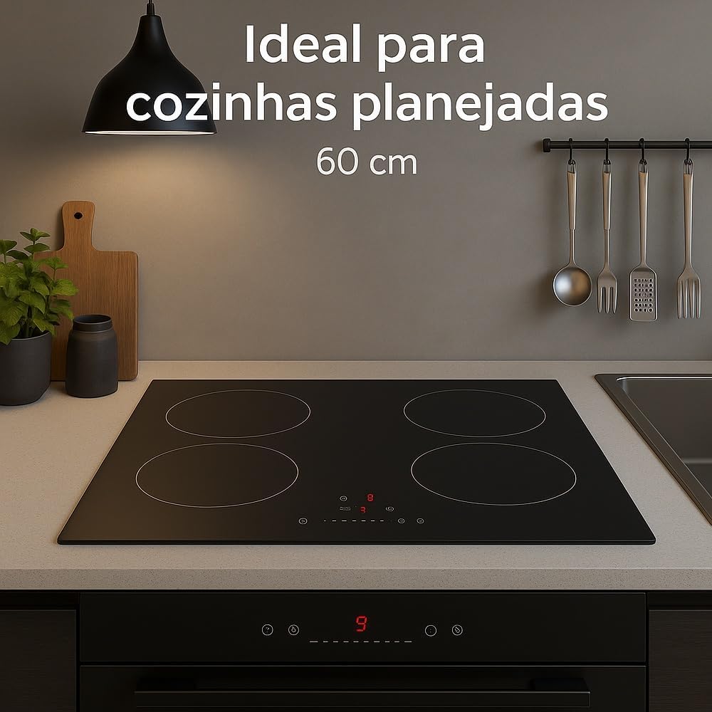 Cooktop Indução 4 Bocas 60cm Preto, Vidro Cerâmico Chinês, C... - Image 4