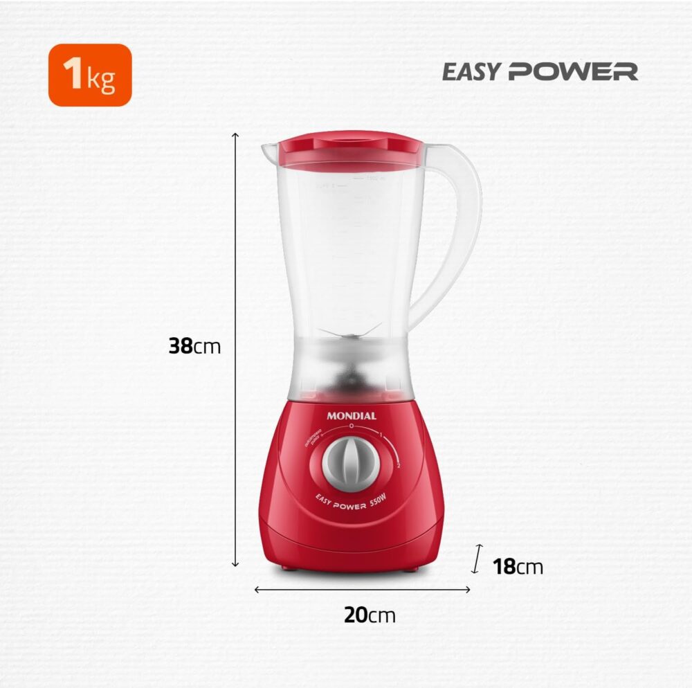 Liquidificador Easy Power, Mondial, Vermelho, 550W, 110V - L... - Image 7