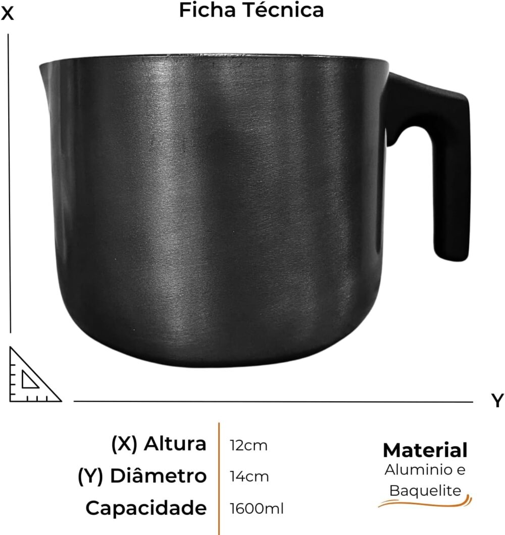 Leiteira Fervedor Chaleira Caneca Antiaderente de Aluminio c... - Image 3