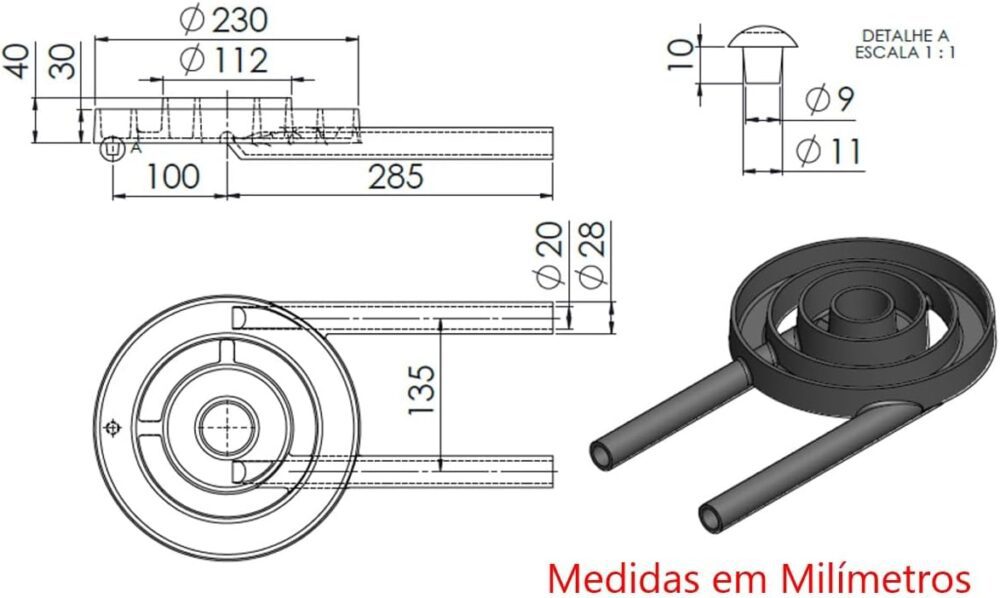 Queimador Duplo Completo Para Fogão Industrial de Ferro 23cm - Image 2