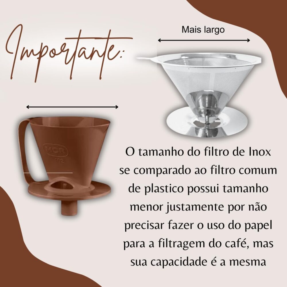 Coador de Café em Aço Inox N103 Grande com Suporte Reutilizá... - Image 3