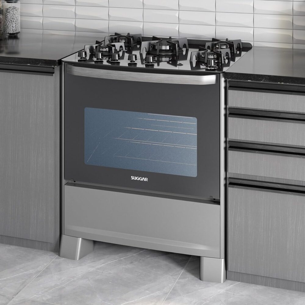 SUGGAR FOGÃO MASTER GRILL PRATA MESA DE VIDRO 5 BOCAS TRIPLA... - Image 2