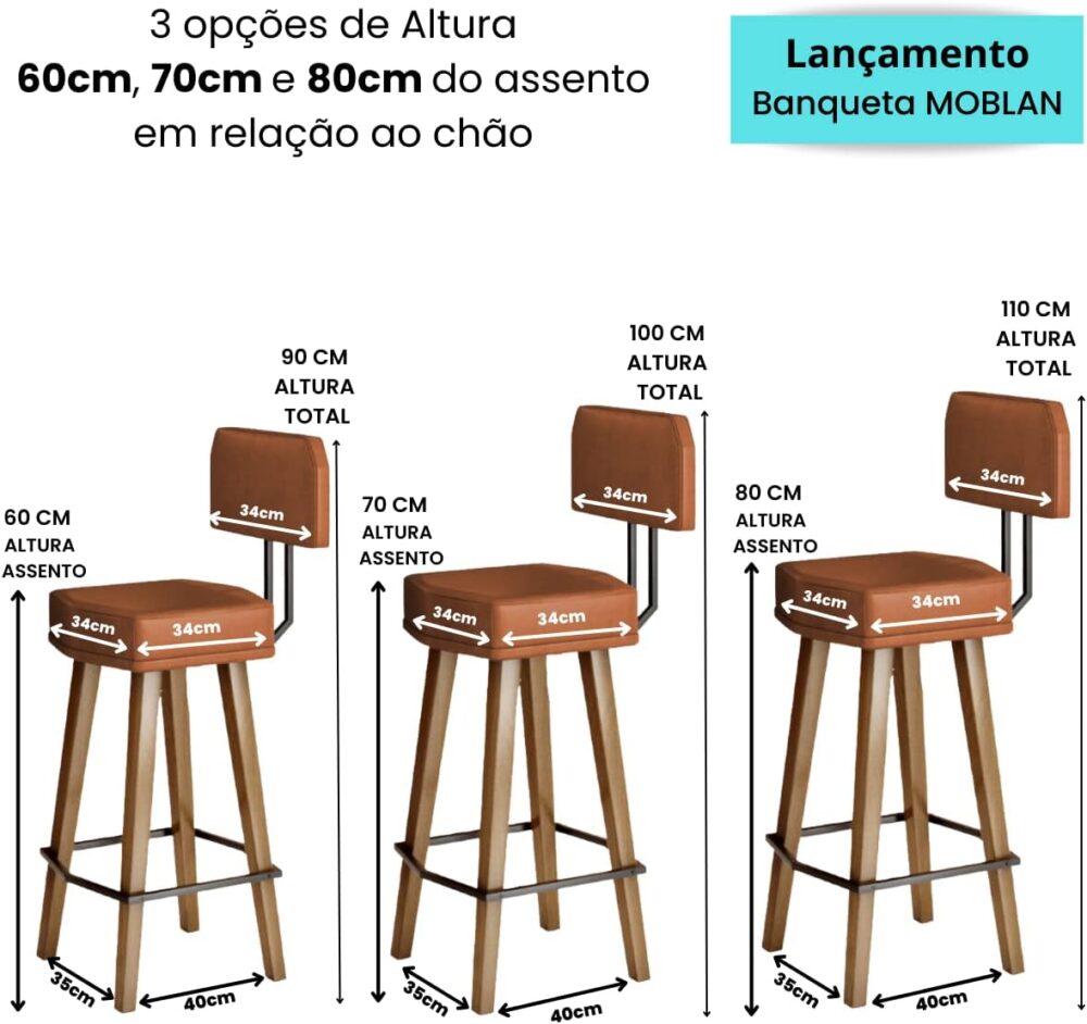 Banqueta Alta para Balcão de Cozinha Área Gourmet (60CM DO A... - Image 3