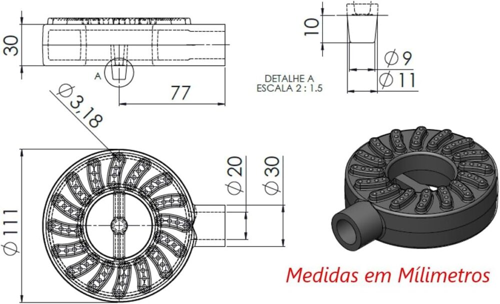 Queimador Alta Pressão Chuveiro Fogão Industrial Ferro 11cm - Image 3