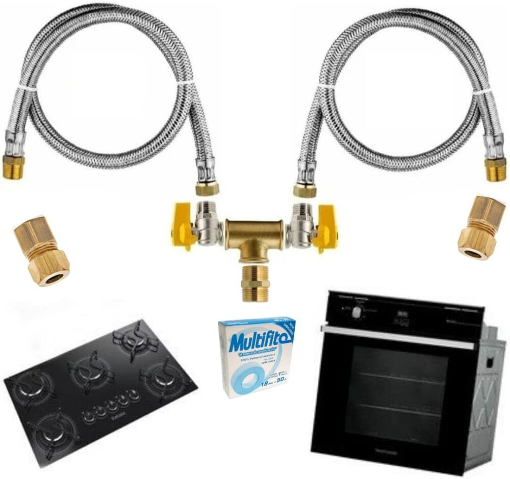 Kit Duplo Para Instalação Gás Encanado Forno Cooktop Tamanho...