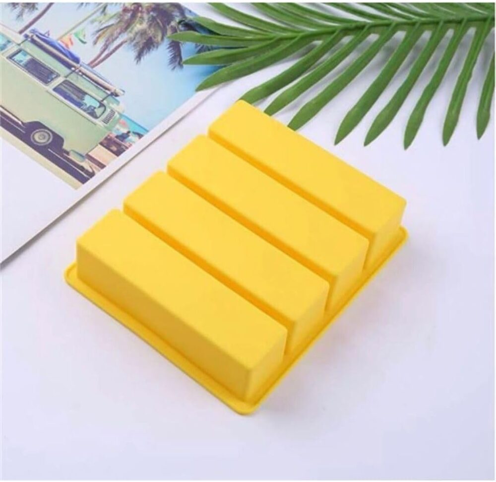 Forma De Silicone 4 Cavidades De Gelo Vermelho Ou Preto Reta...