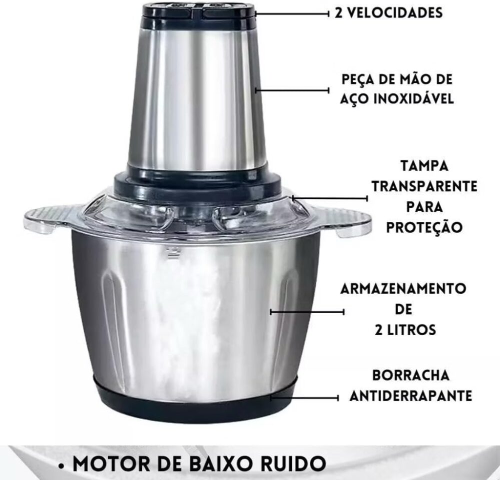 Processador de Alimentos Elétrico, Triturador de Carne e Leg... - Image 4