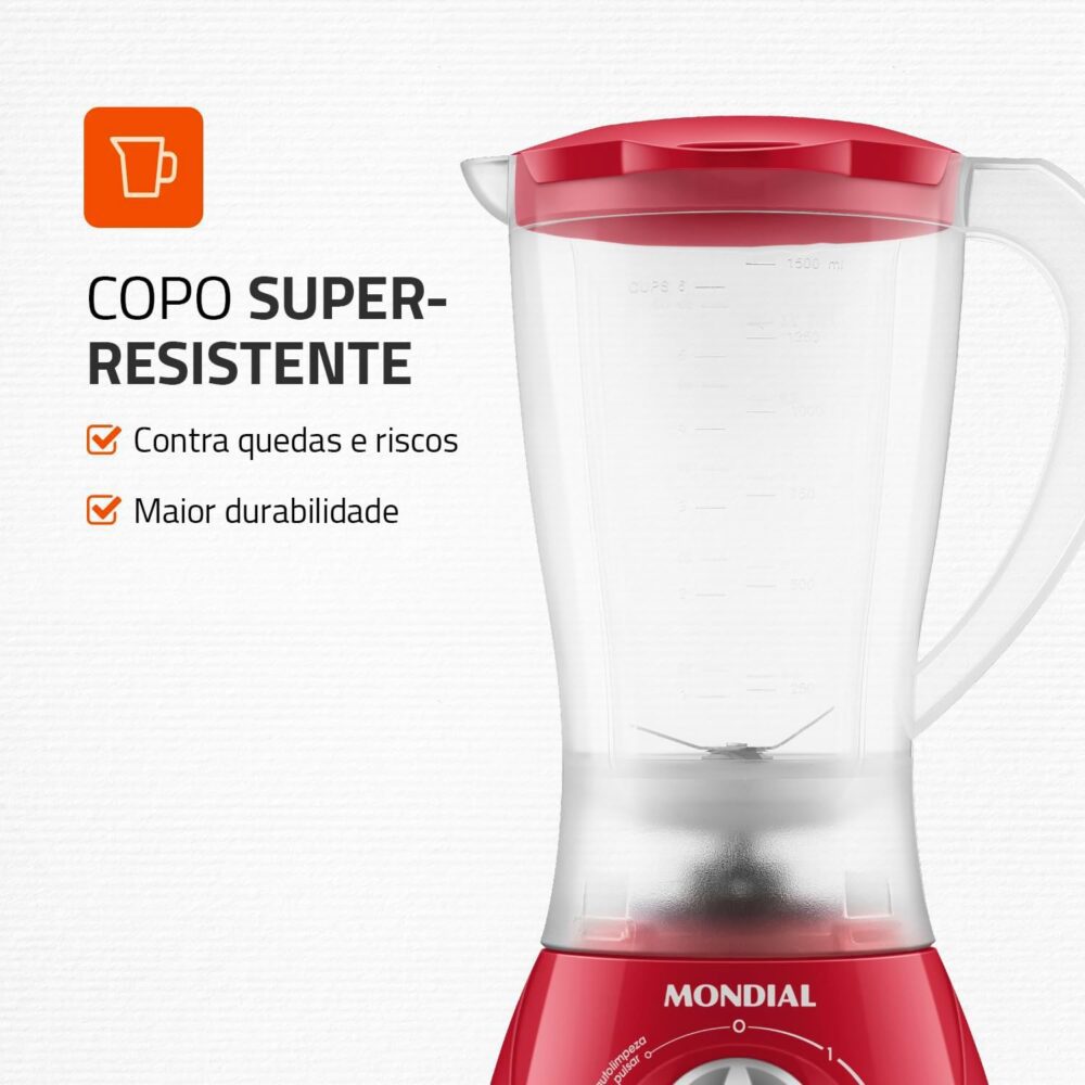 Liquidificador Easy Power, Mondial, Vermelho, 550W, 110V - L... - Image 3