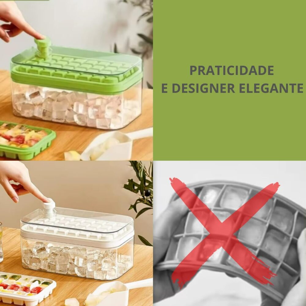 Forma De Gelo Camada Dupla Com Tampa E Bandeja Produz Até 64... - Image 5