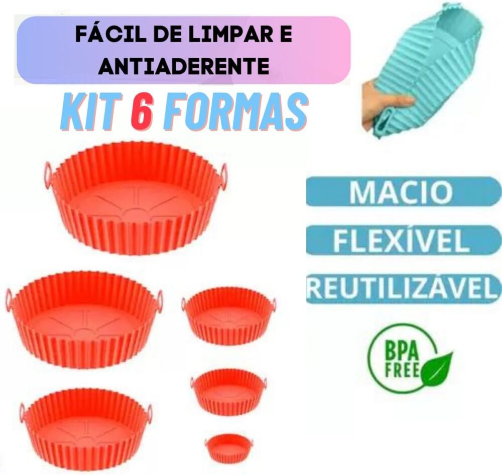 Kit Com 6 Formas Cesta Redonda de Silicone Para Air Fryer Fr... | É bom mesmo? Descubra antes de comprar - Image 6
