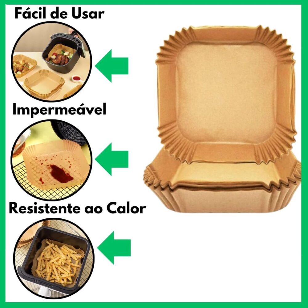 Kit 100 Formas Descartável Quadradas para Air Fryer Grande 2... | É bom mesmo? Descubra antes de comprar - Image 2
