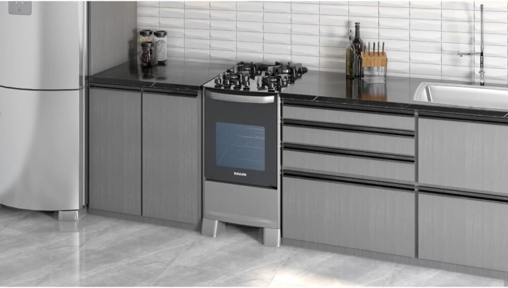 SUGGAR FOGÃO MASTER GRILL PRATA MESA DE VIDRO 4 BOCAS TRIPLA... - Image 3