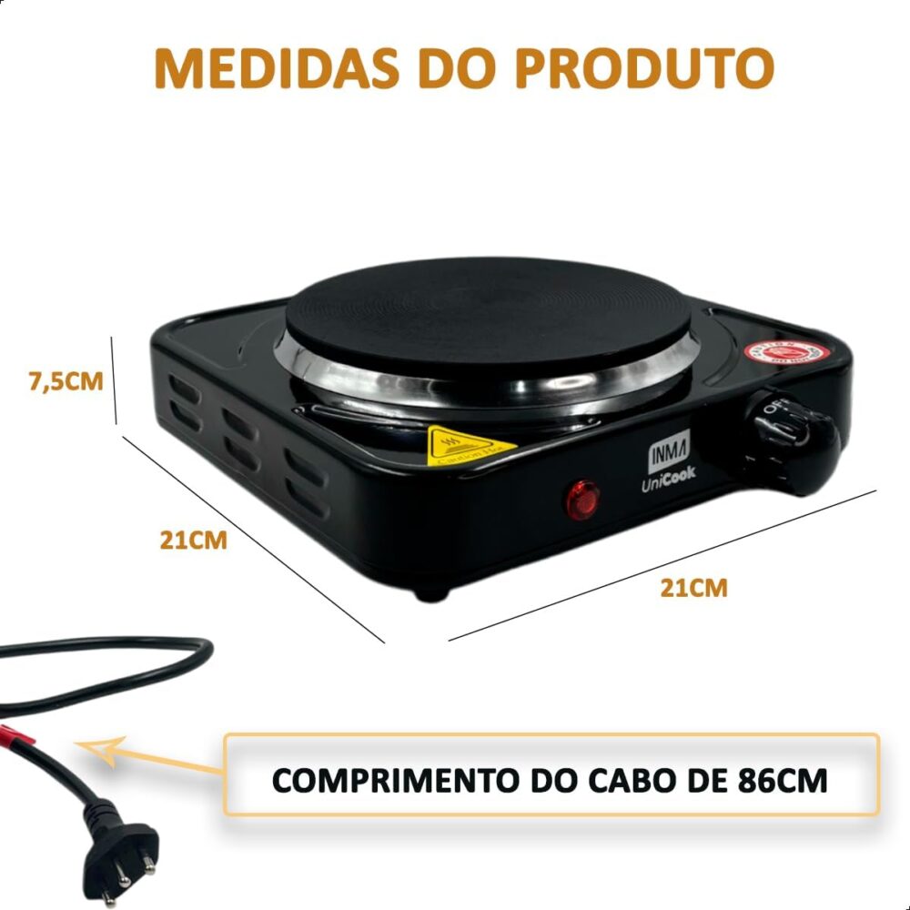 INMA, Fogão Elétrico, Fogão 1 Boca, Fogão Portátil, Cooktop,... - Image 2