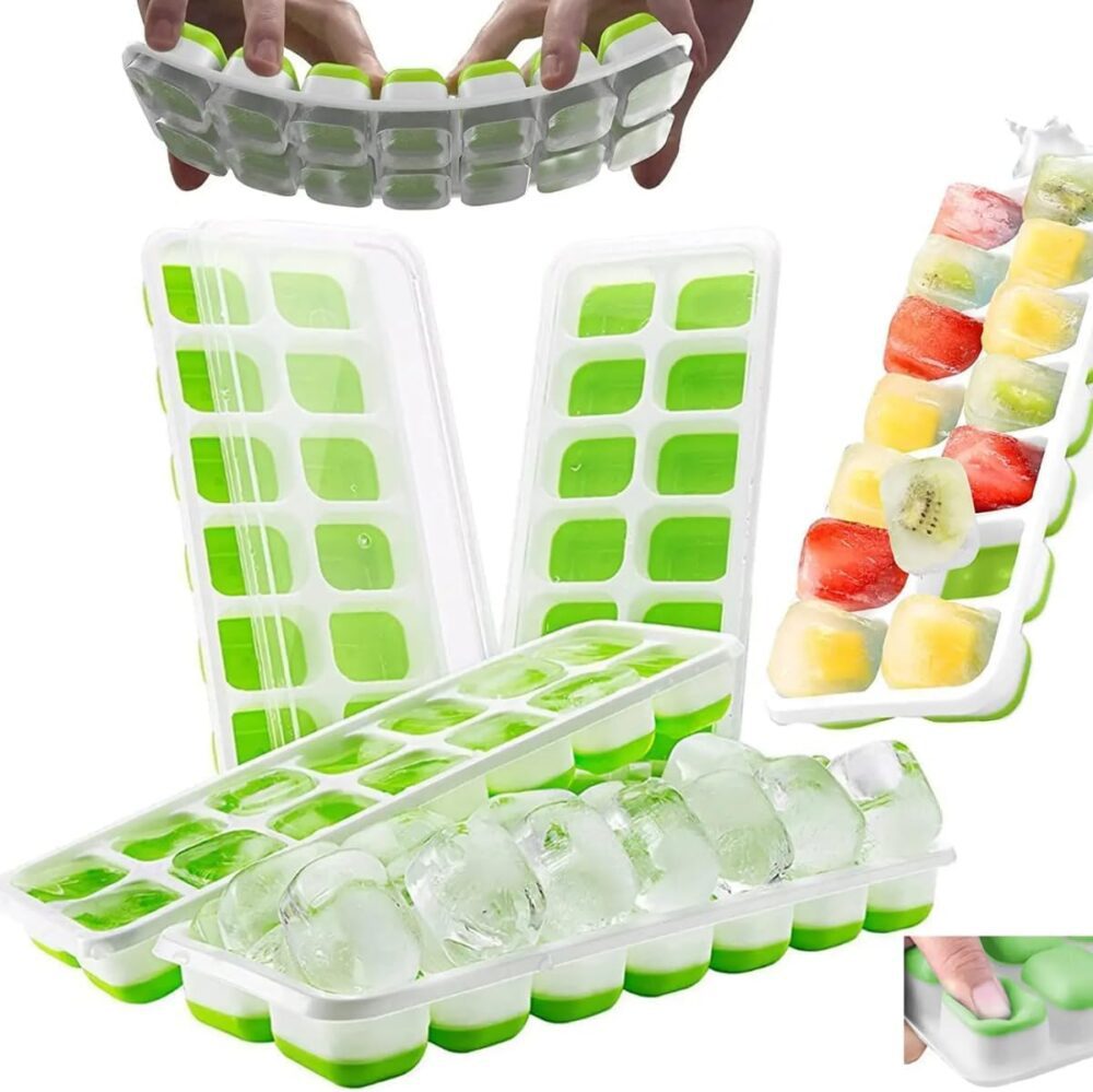Kit 2 Formas de Gelo 14 Cubos em Silicone e Plástico Flexíve... - Image 4