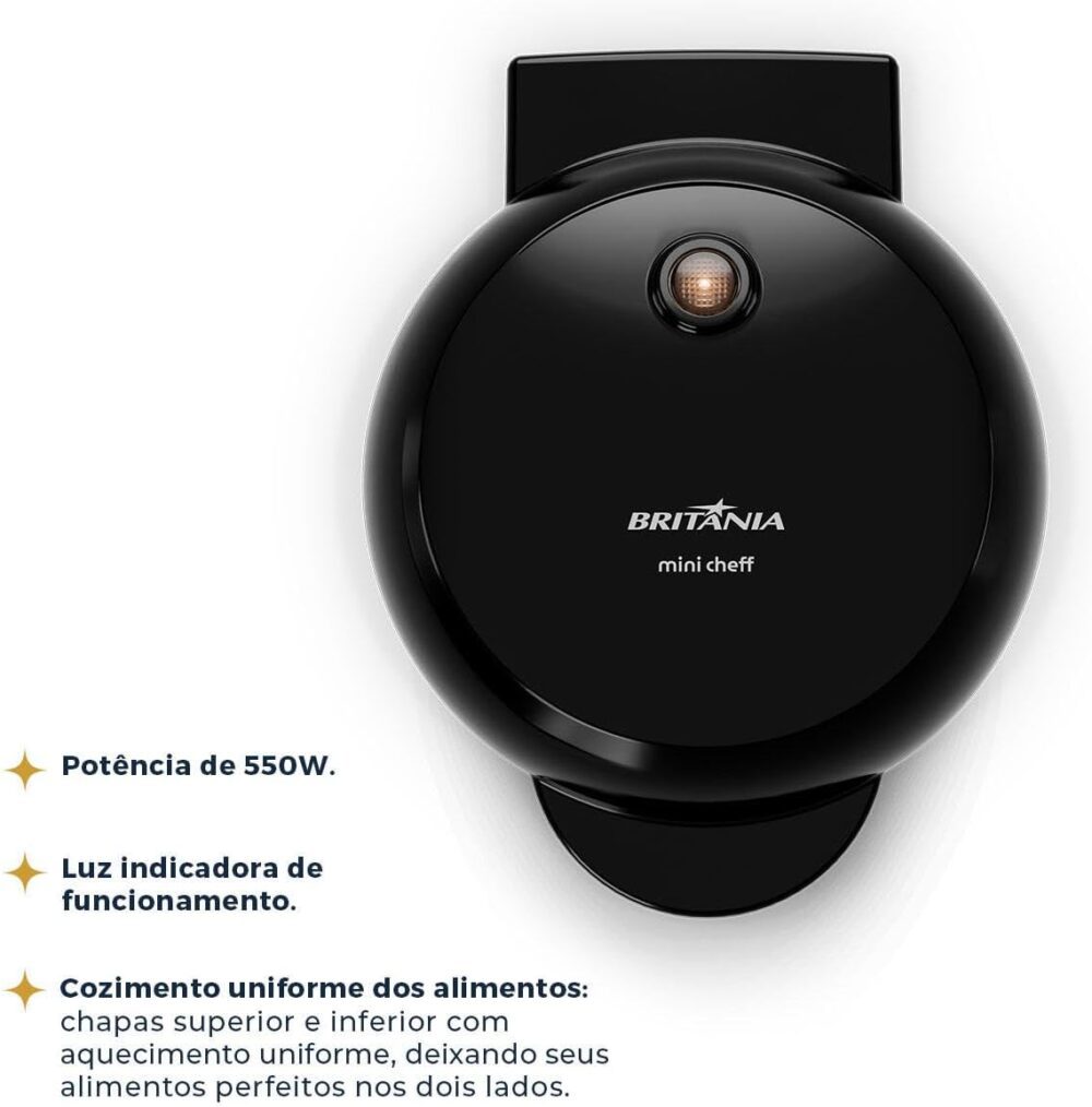 Mini Waffle Maker Britânia 550W Chapas Antiaderentes BWM01A ... - Image 10