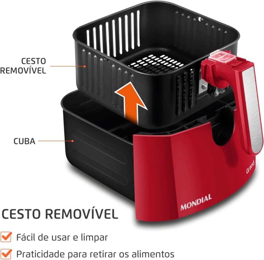 Fritadeira Sem Óleo Air Fryer 5L, Mondial, Vermelho/Inox, 19... | É bom mesmo? Descubra antes de comprar - Image 4
