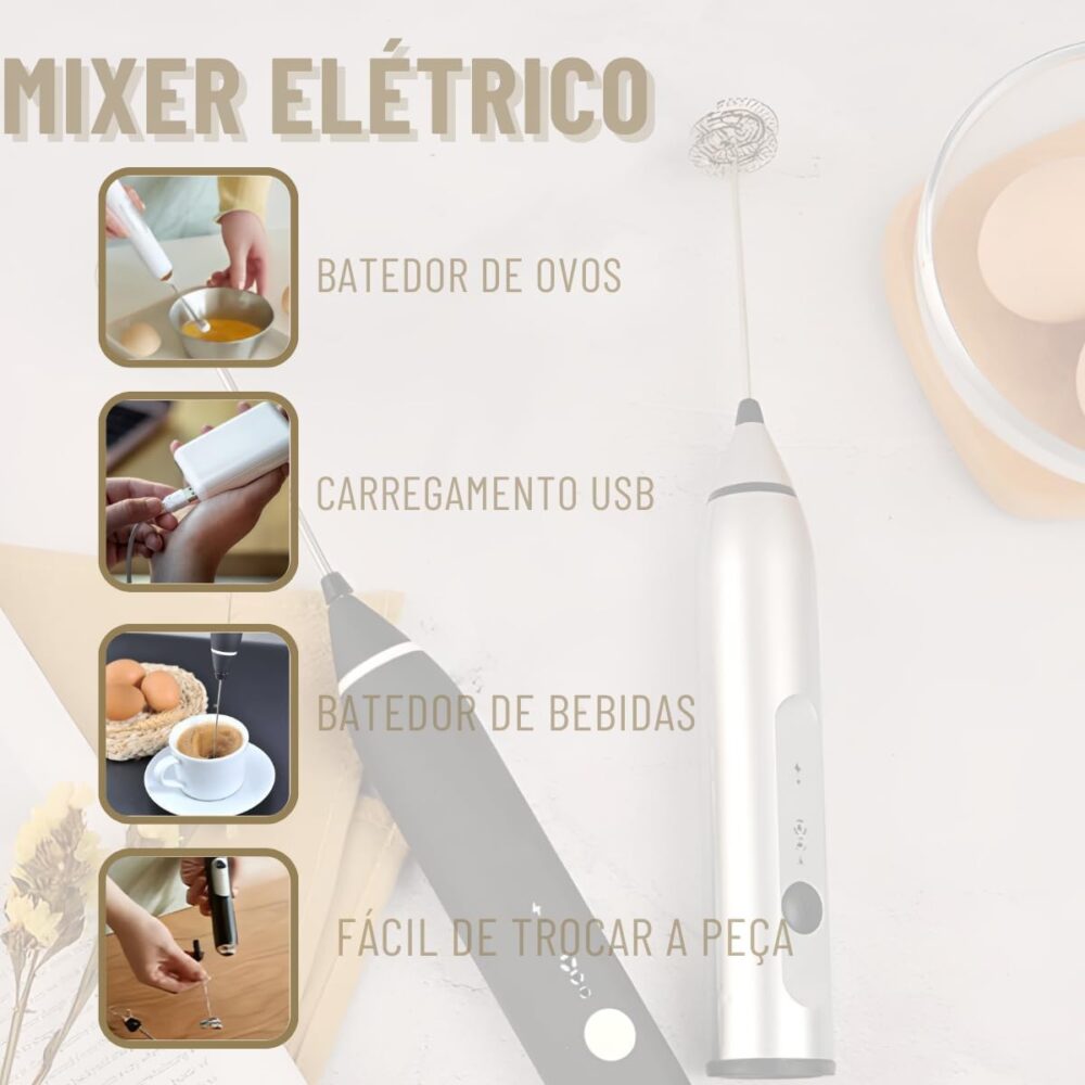 Mini Mixer Misturador de Bebidas Batedor de Ovos Processador... - Image 3