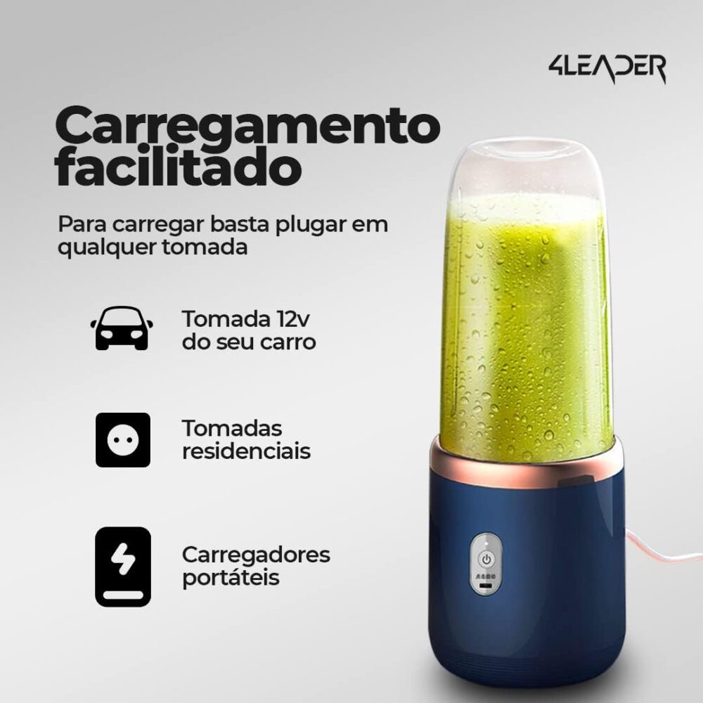 Liquidificador Portátil de Suco e Suplementos 4Leader - Beba... - Image 4