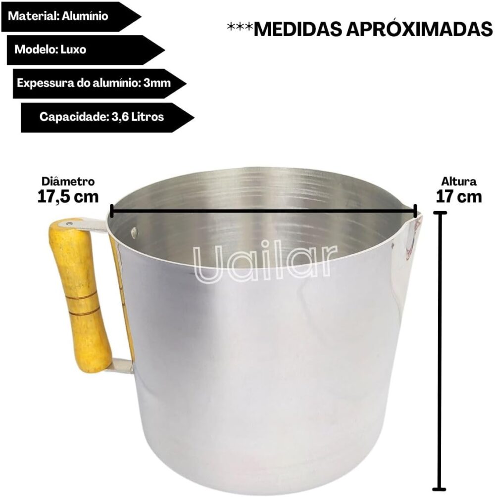 Canecão luxo de alumínio 3,6 Litros com cabo de madeira - le... - Image 3