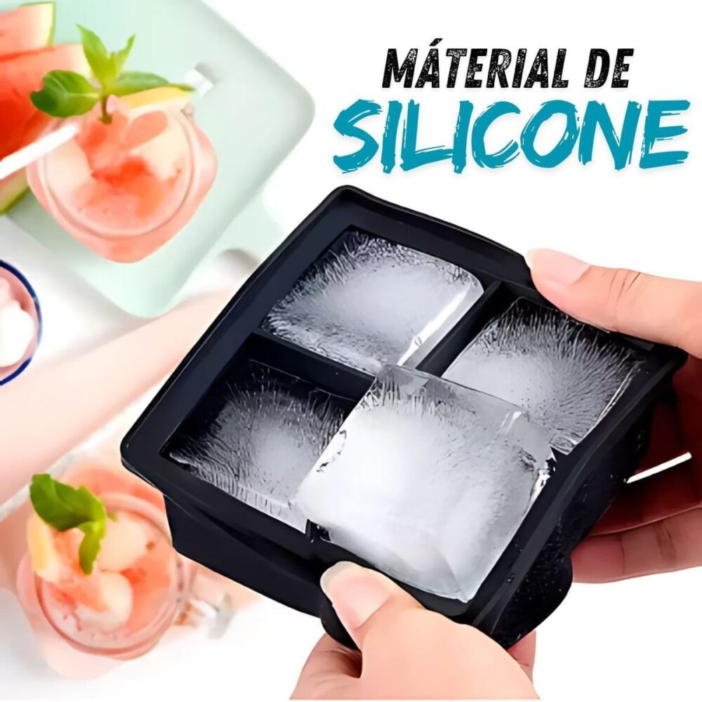 Forma de Gelo Silicone Bandeja 4 Cubos Moldes Resistente Fle... - Image 3