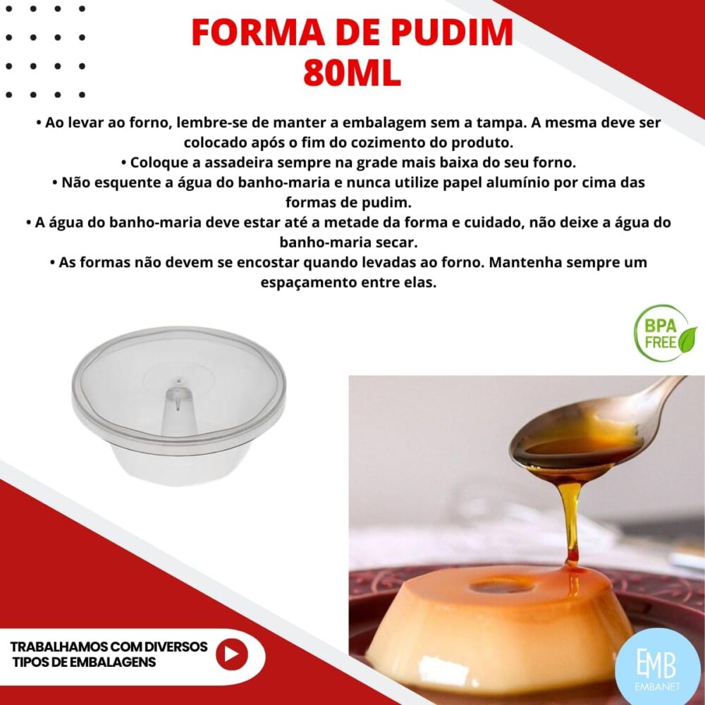 80 Formas de Plástico Para Pudim Banho Maria e Forno - 80ml - Image 3