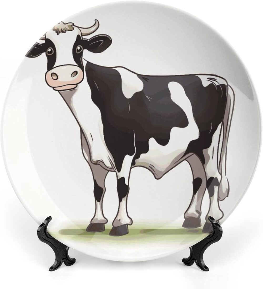 STVNKML Prato decorativo de porcelana de osso de vaca leitei...