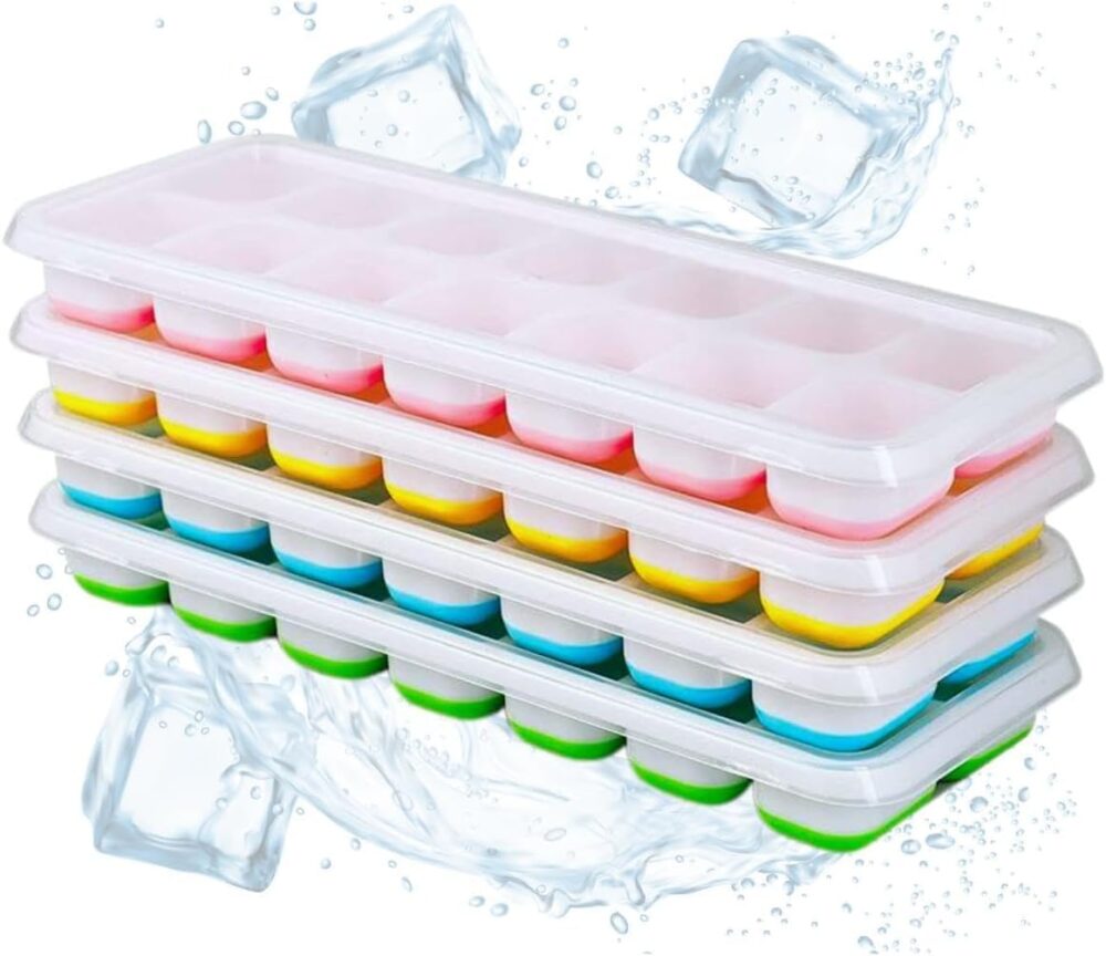 Kit 2 Formas de Gelo em Silicone com Tampa Rígida – Fácil de...