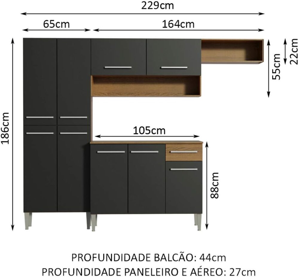 Cozinha Compacta Madesa Emilly Top com Armário e Balcão - Image 6