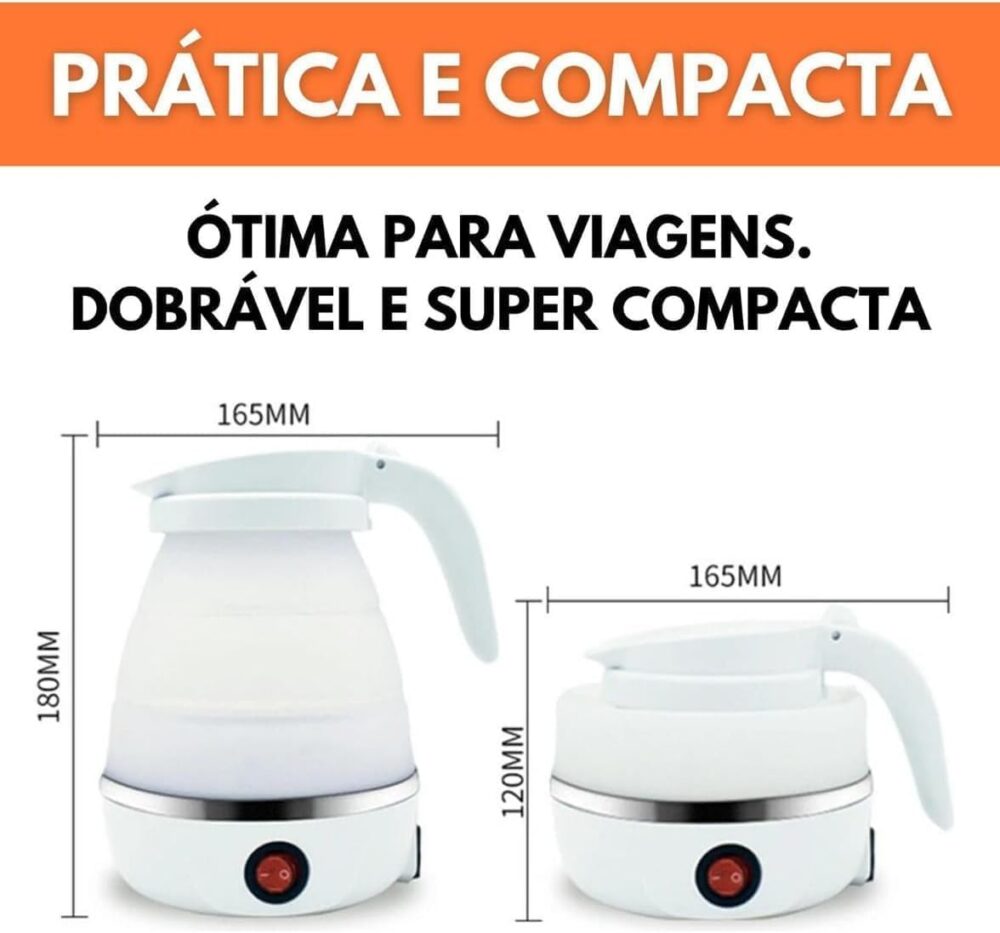 Chaleira Elétrica Dobrável Portátil 600ml Silicone Inox 600W... - Image 2