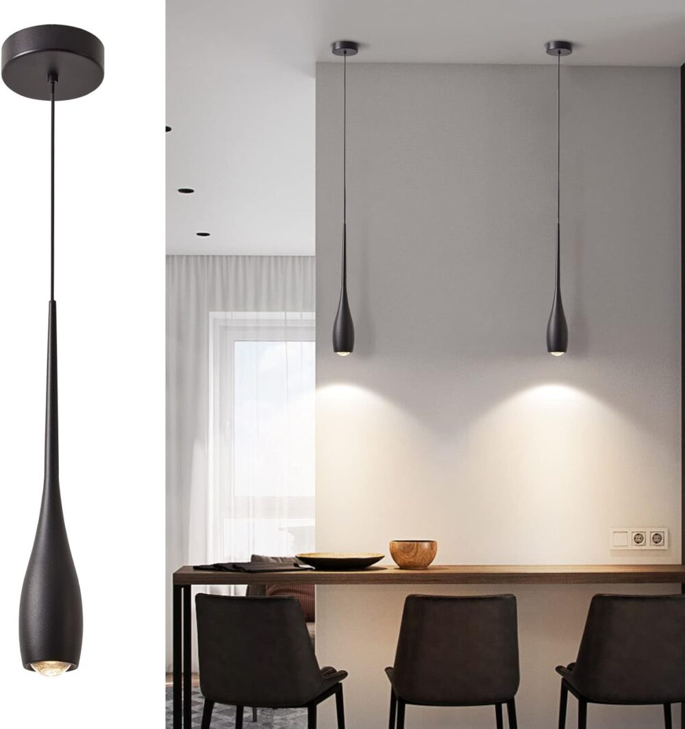 JULiN HOME Luminária Pendente Preta para Ilha de Cozinha, Lu...