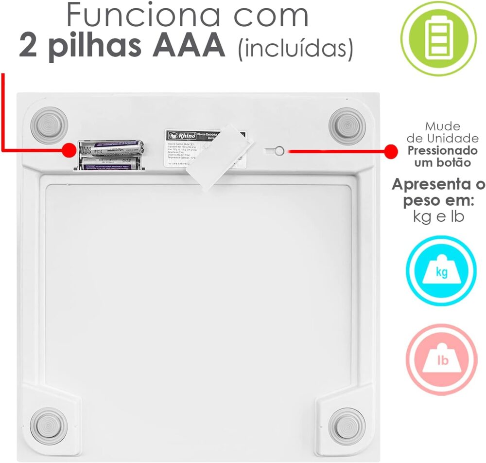 Balança digital de banheiro para peso corporal Rhino BABA-18... - Image 5