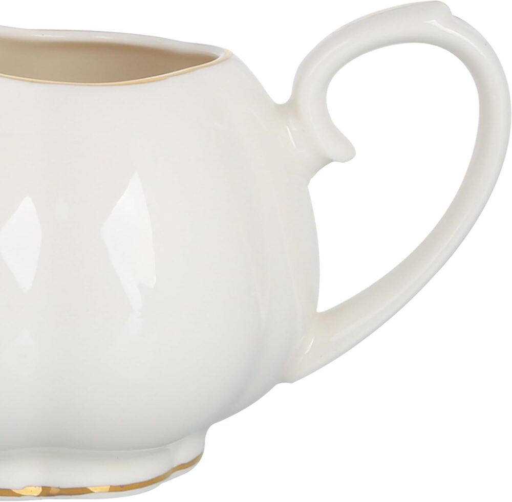 Leiteira Camélia em new bone china 300ml branco e dourado - Image 3