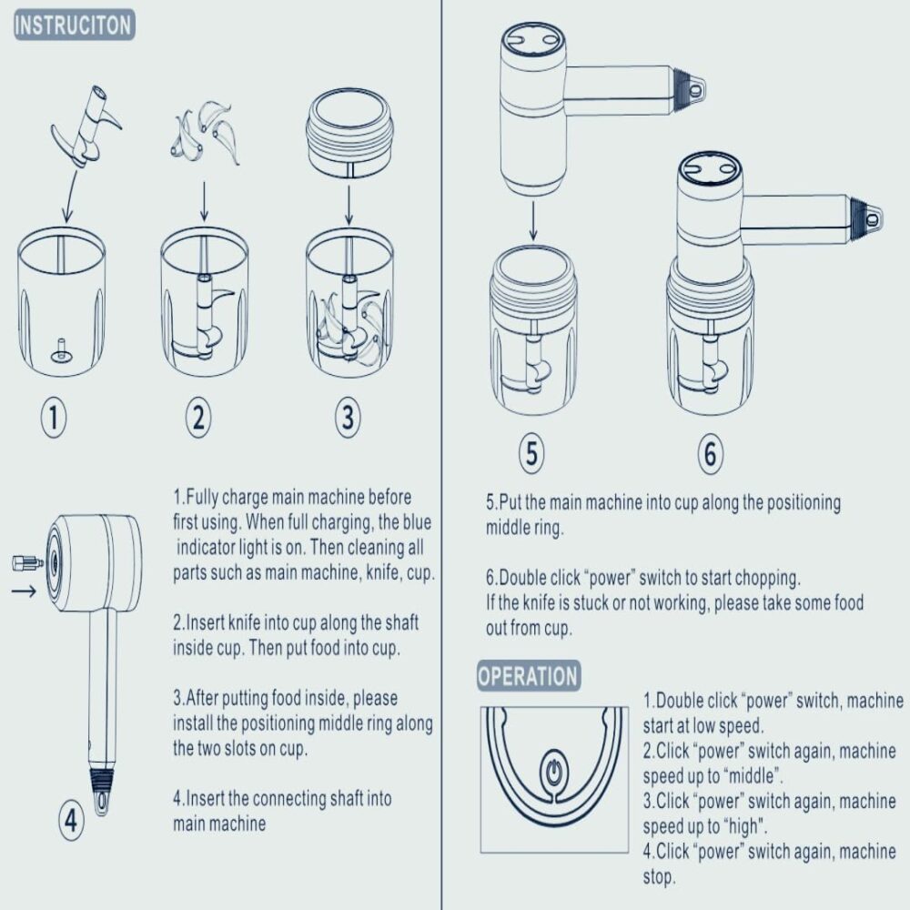 Batedeira portátil com batedeiras de ovos, picador e liquidi... - Image 9