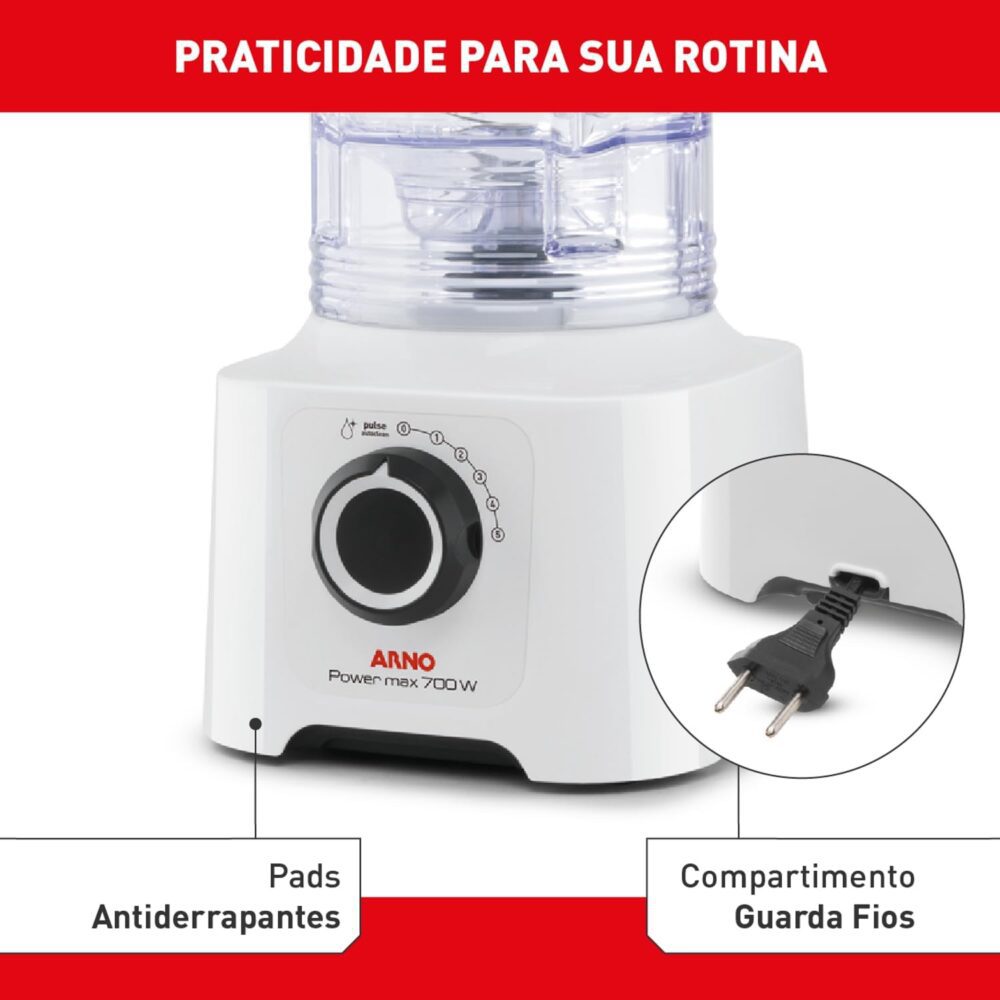 Liquidificador Arno Powermax 700W LN51, Branco, com 4 Lâmina... - Image 6