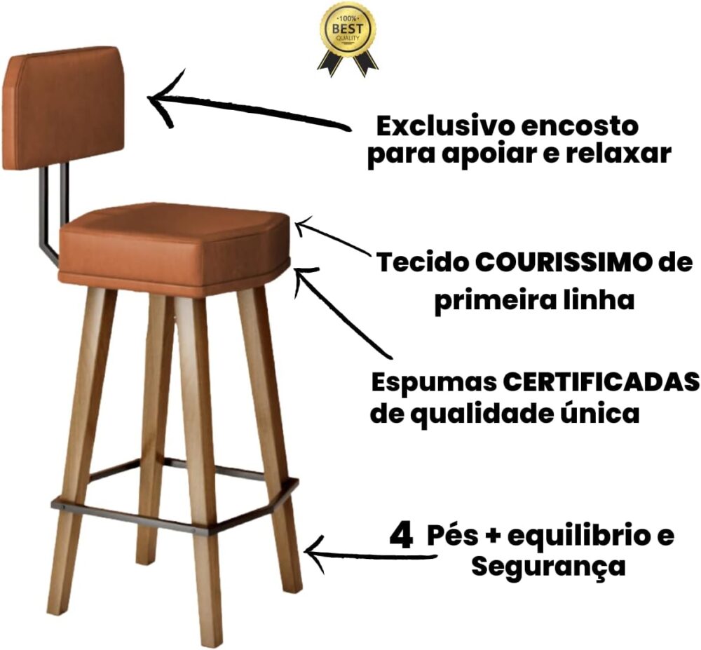 Banqueta Alta para Balcão de Cozinha Área Gourmet (60CM DO A... - Image 6