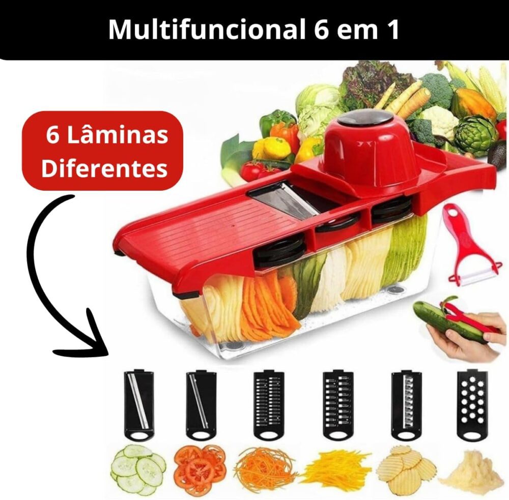 Mandolin Cortador Fatiador de Legumes Vegetais Frutas 6 em 1... - Image 2