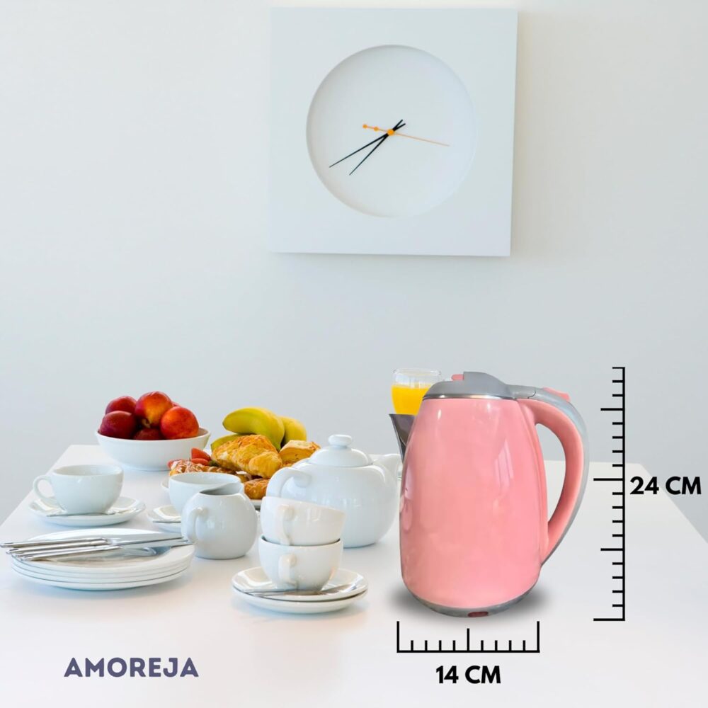 AMOREJA Chaleira Elétrica Rosa 1,8 Litros com Desligamento A... - Image 6