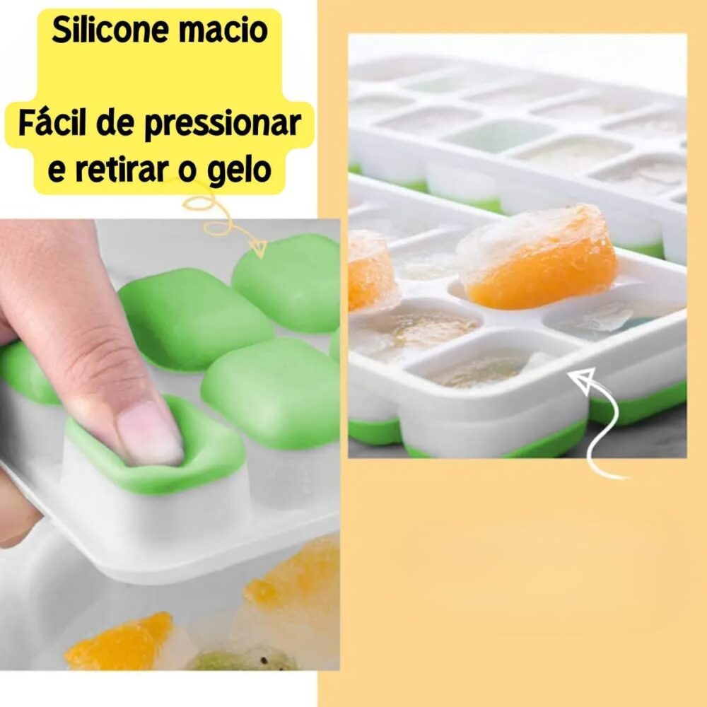 Kit 2 Formas de Gelo 14 Cubos em Silicone e Plástico Flexíve... - Image 3