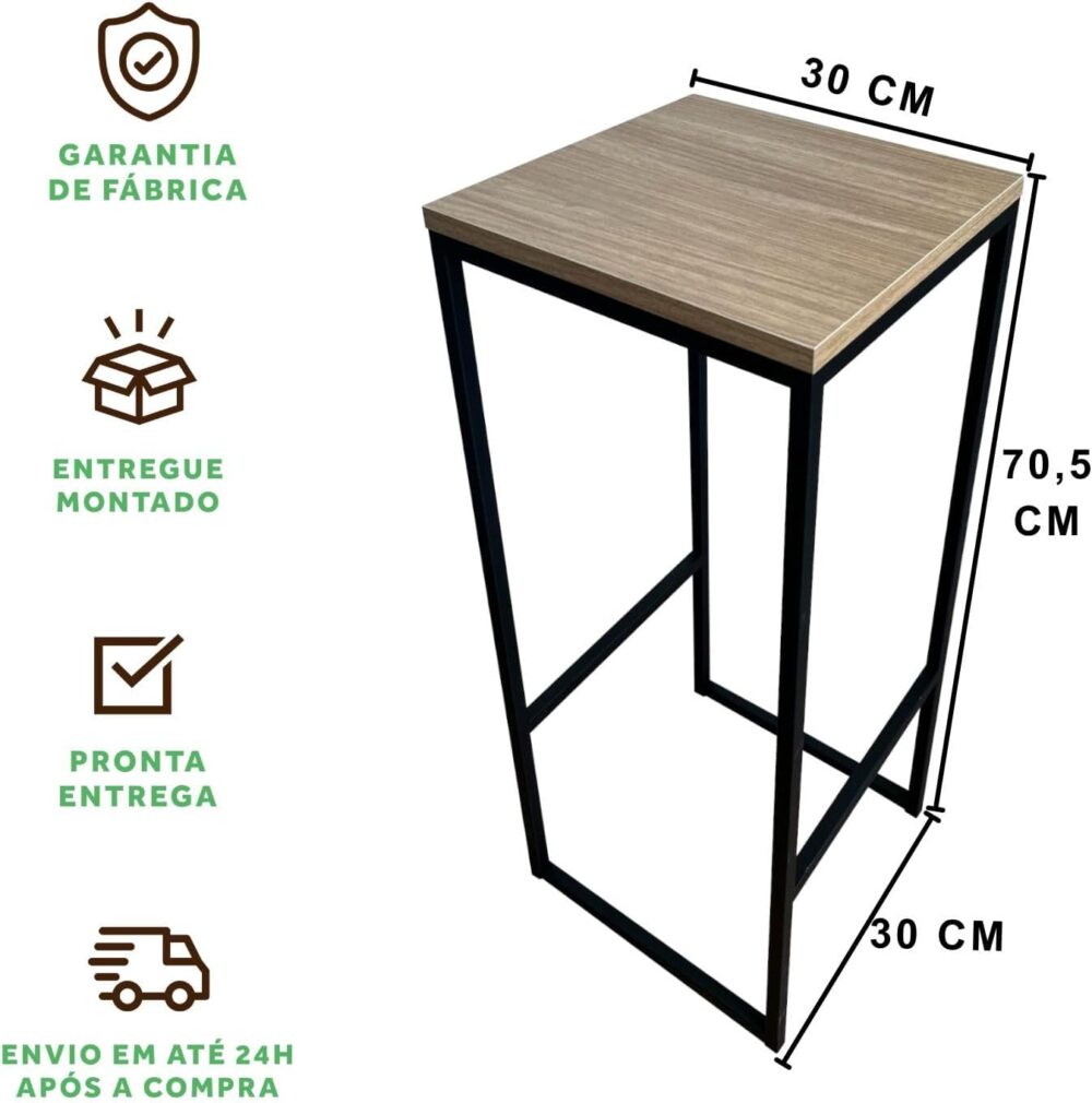 Banqueta Strassis Design SD-3041 Metal e MDF Cor: Preta - Image 2