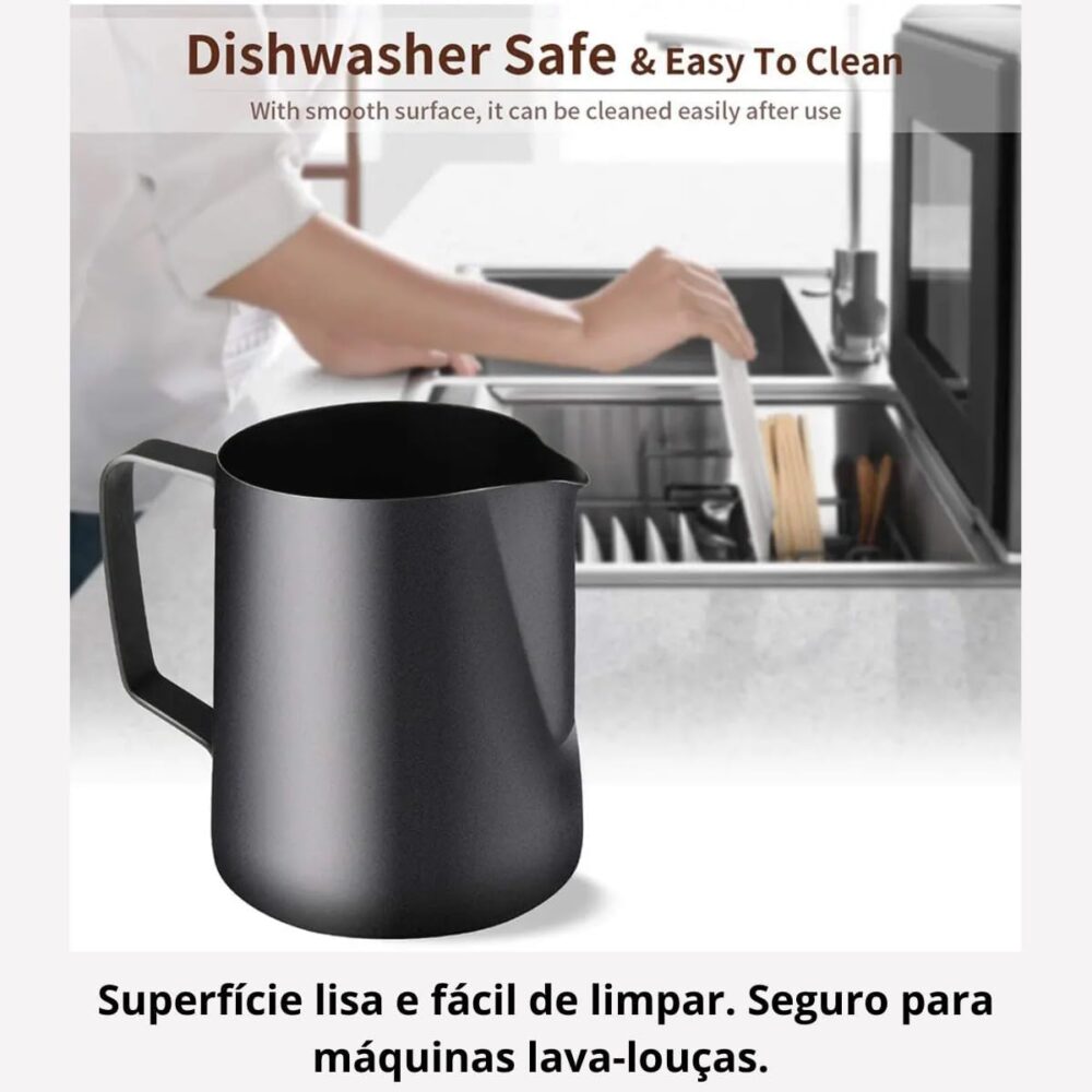 Bule Jarra Leiteira Barista 600ml Inox Preto + Caneta Latte - Image 7