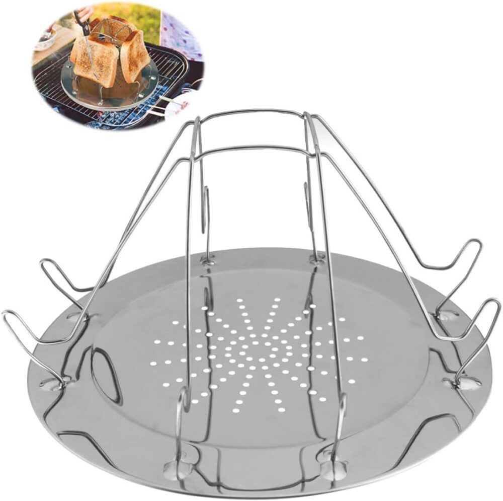 Torradeira de pão de aço inoxidável dobrável para família, a... - Image 8