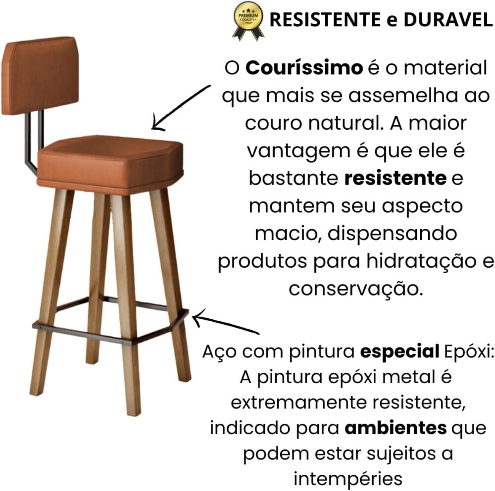 Banqueta Alta para Balcão de Cozinha Área Gourmet (60CM DO A... - Image 7