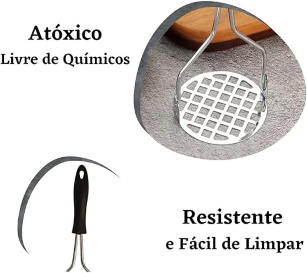 Amassador de Batata e Legumes Inox Manual Ergonômico Para Pu... - Image 3